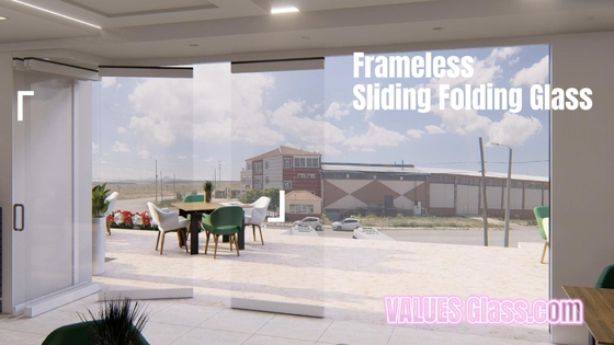 Alluminio Frameless Vetro ufficio Balcone Porta scorrevole Parete divisoria mobile pieghevole